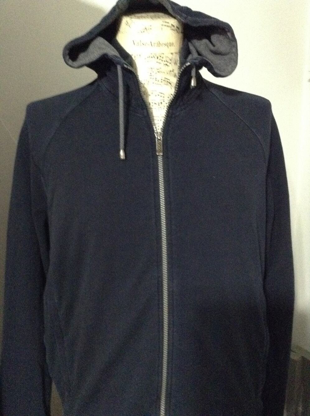 Zegna Sport Mens Full Zip Hoodie Sweatshirt Navy Blue Cotton Size XXL Jacket